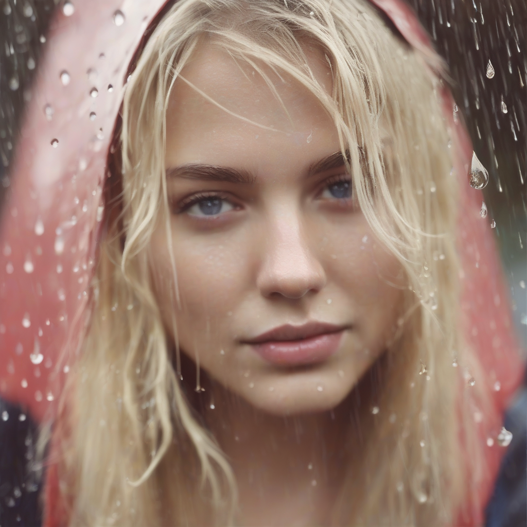 real woman young blond rain drops by Générateur d'images par IA gratuit - Aucune connexion nécessaire✨ | AIGAZOU