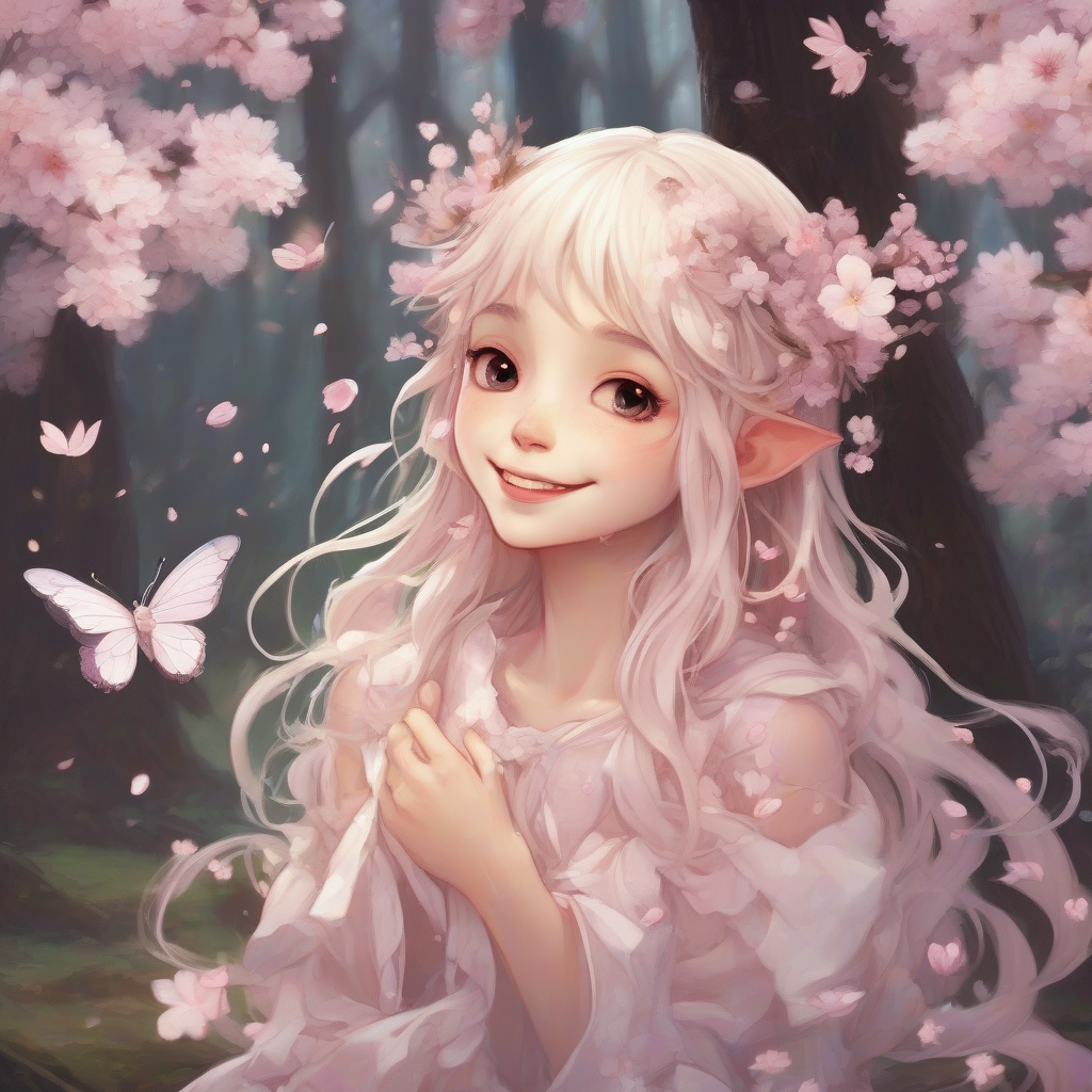 cherry blossom forest dancing petals tiny fairy by मुफ्त एआई छवि जनरेटर - बिना लॉगिन के✨ | AIGAZOU