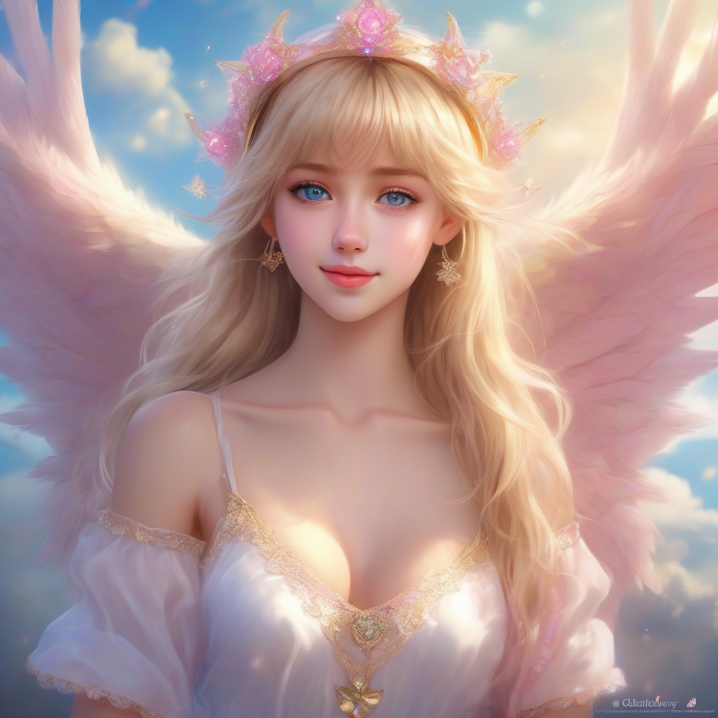 angelic teenage girl with long hair and golden tiara by Générateur d'images par IA gratuit - Aucune connexion nécessaire✨ | AIGAZOU