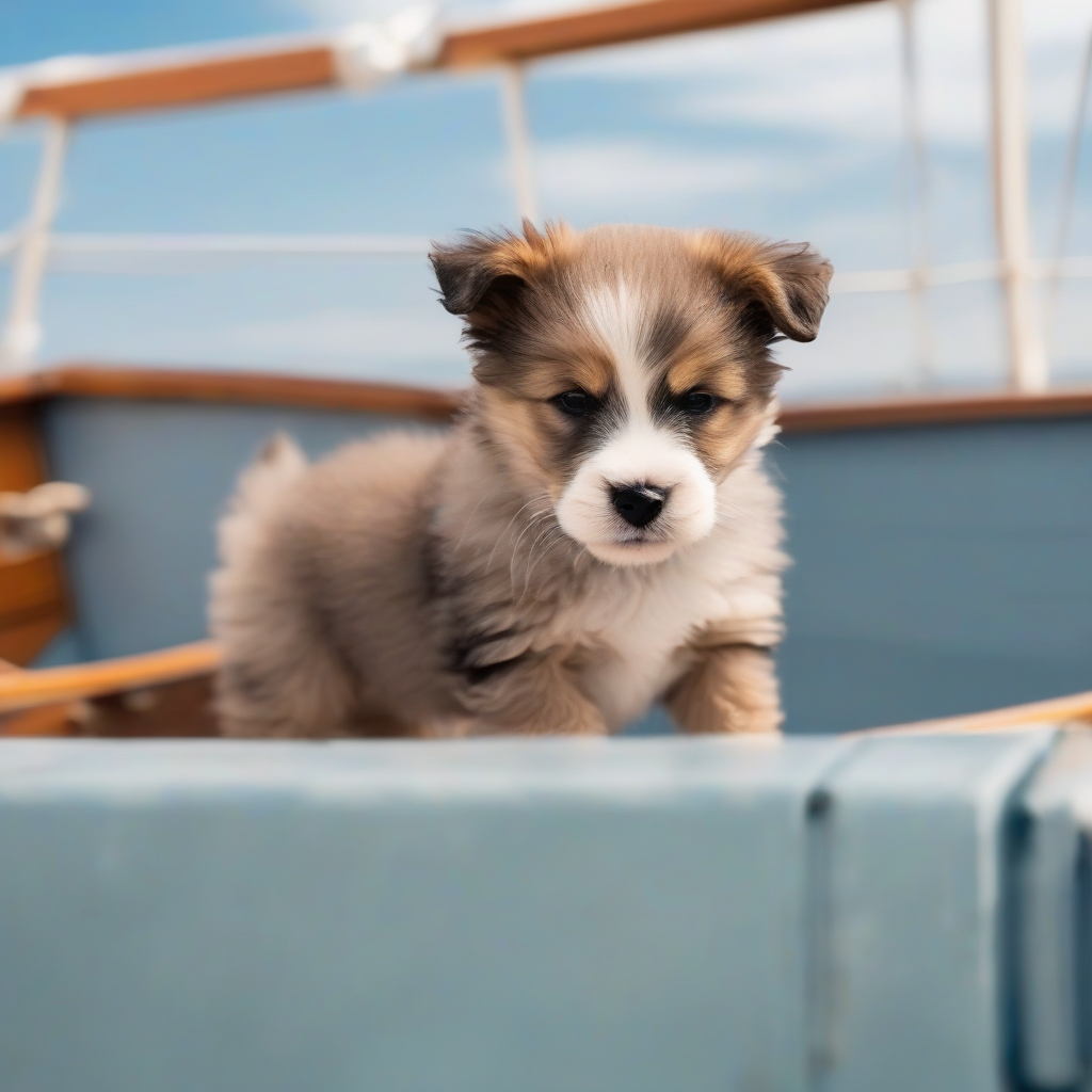 a dog on a boat with a sea background by मुफ्त एआई छवि जनरेटर - बिना लॉगिन के✨ | AIGAZOU