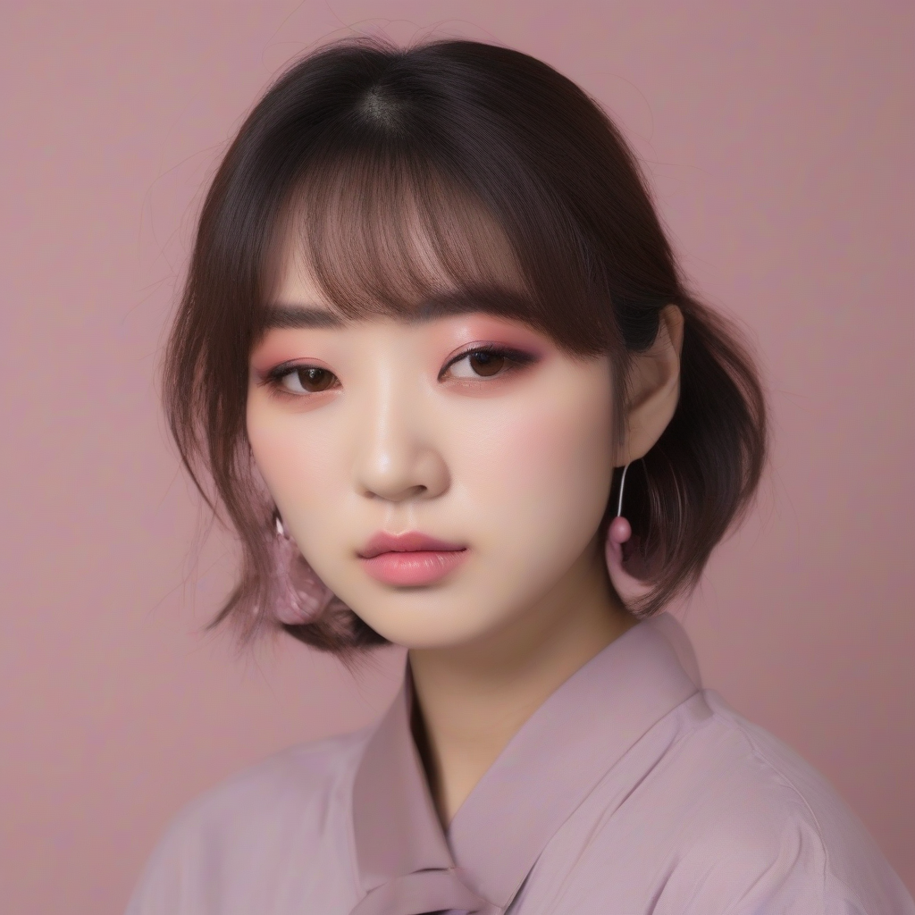 pastel lavender eyeshadow coral brown lips gloss by Générateur d'images par IA gratuit - Aucune connexion nécessaire✨ | AIGAZOU