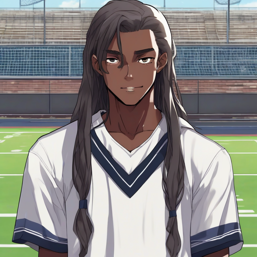 middle school boy with long hair dark eyes and skin wearing school pe uniform background is a playground in a by मुफ्त एआई छवि जनरेटर - बिना लॉगिन के✨ | AIGAZOU