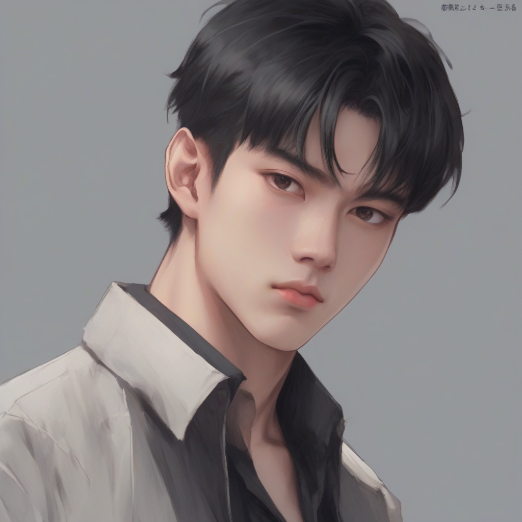 distinct features tall 190cm slightly swept forehead cute innocent feel 20 year old male black hair handsome by मुफ्त एआई छवि जनरेटर - बिना लॉगिन के✨ | AIGAZOU