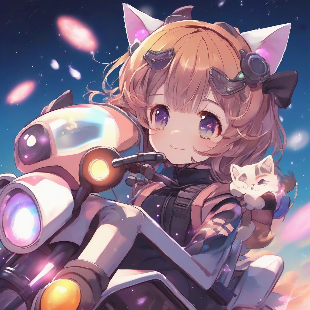 cute cat ear girl riding tank bright sparkling background by मुफ्त एआई छवि जनरेटर - बिना लॉगिन के✨ | AIGAZOU