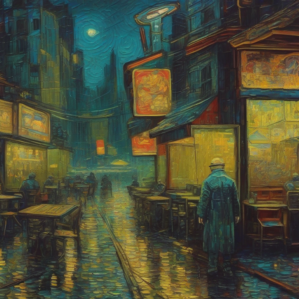 a cyberpunk image painted by van gogh by मुफ्त एआई छवि जनरेटर - बिना लॉगिन के✨ | AIGAZOU