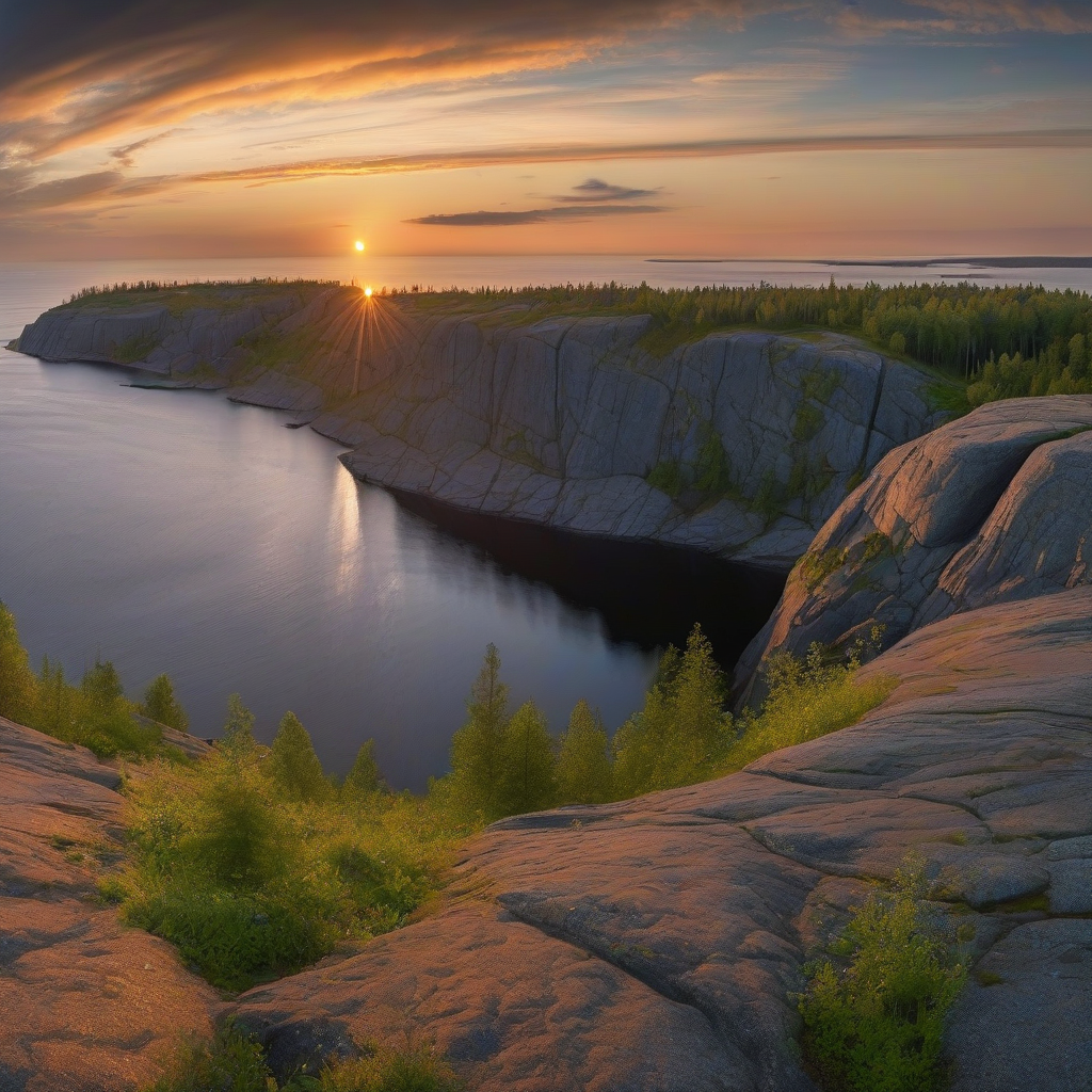 finland summer cliff top panorama sunrise by मुफ्त एआई छवि जनरेटर - बिना लॉगिन के✨ | AIGAZOU