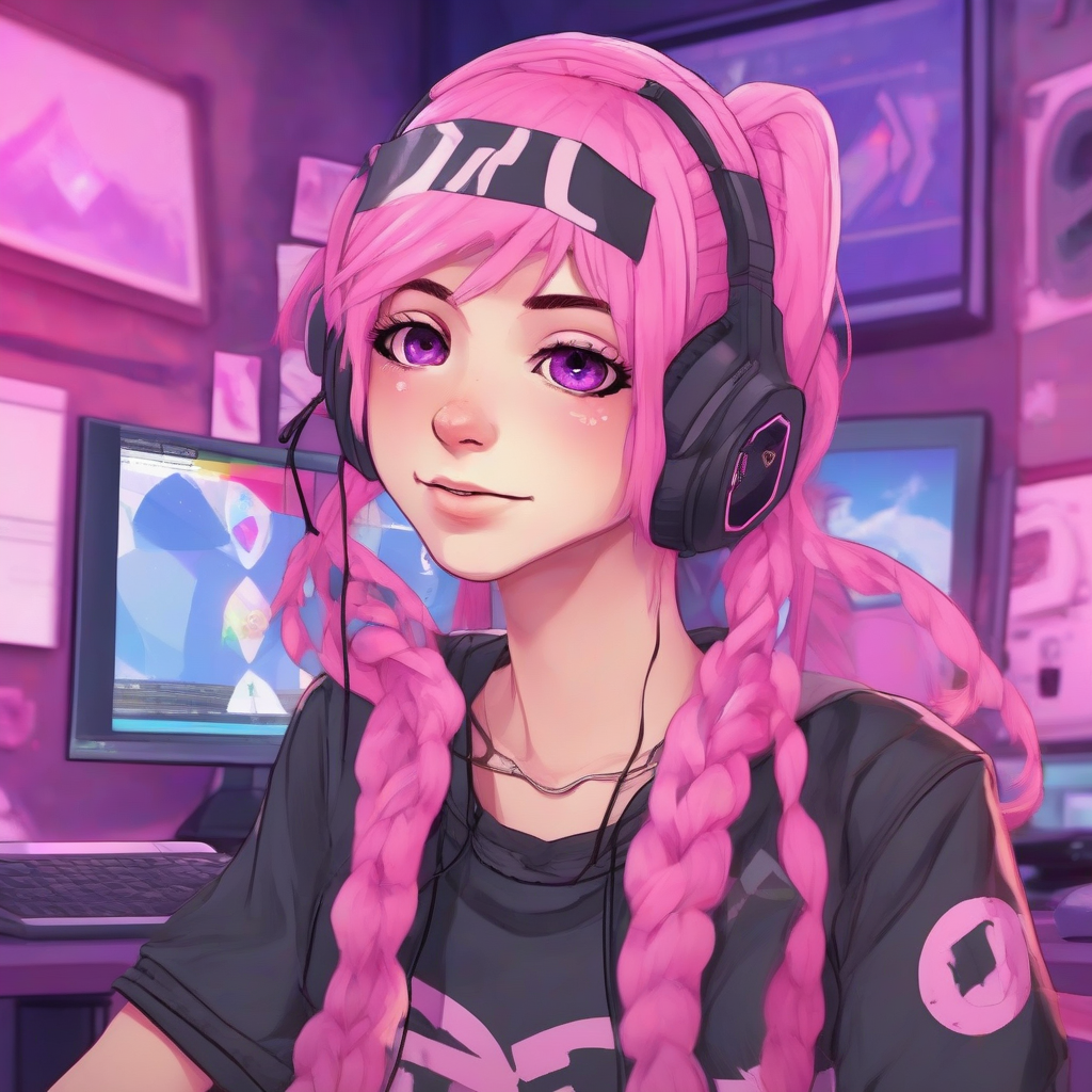 create anime image transgirl transflag pink hair gamer streaming setup by Générateur d'images par IA gratuit - Aucune connexion nécessaire✨ | AIGAZOU