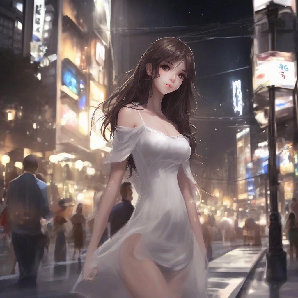 realistic lighting high quality masterpiece girl perfect body beautiful eyes outdoor night city street by मुफ्त एआई छवि जनरेटर - बिना लॉगिन के✨ | AIGAZOU