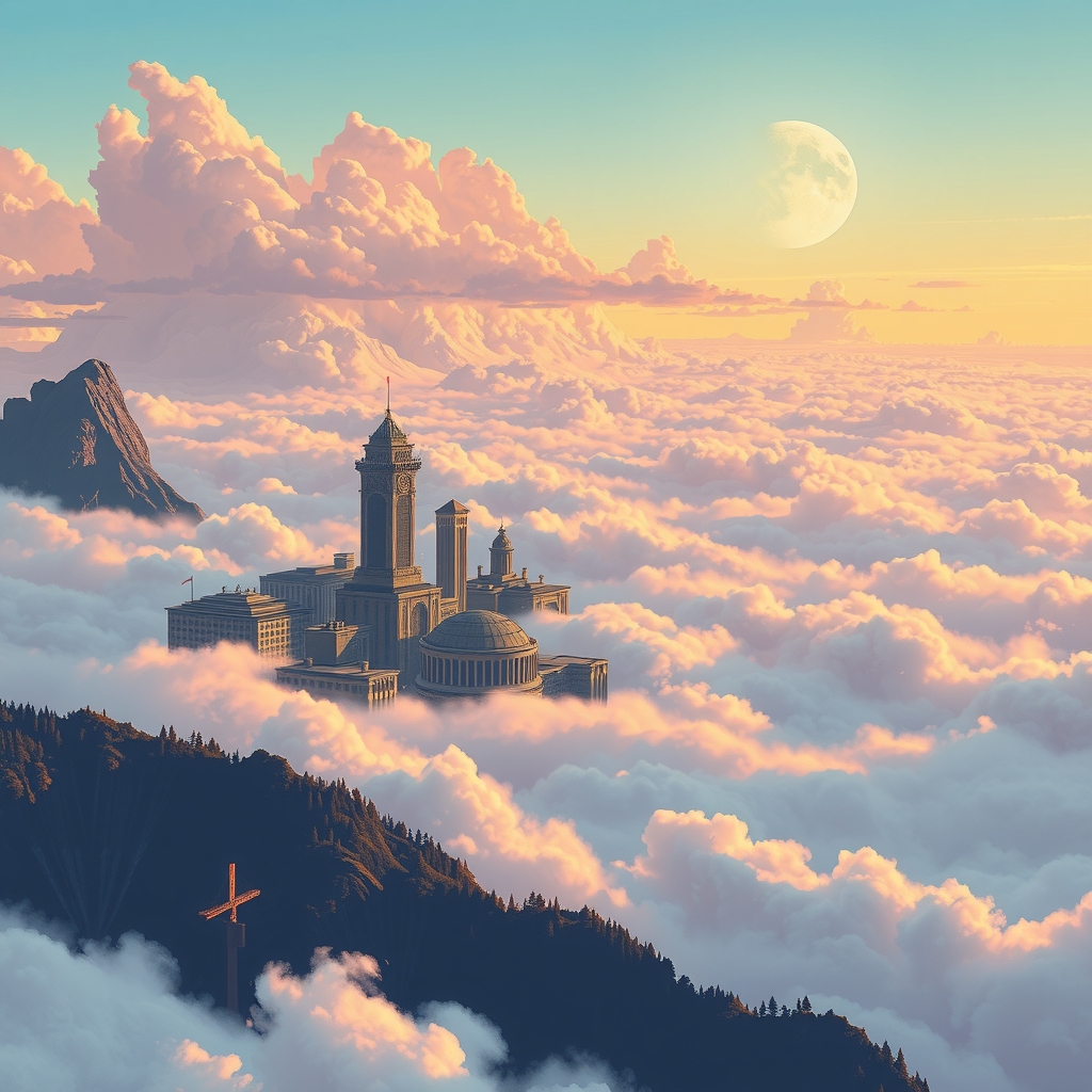 a city in the sky above the clouds by Générateur d'images par IA gratuit - Aucune connexion nécessaire✨ | AIGAZOU