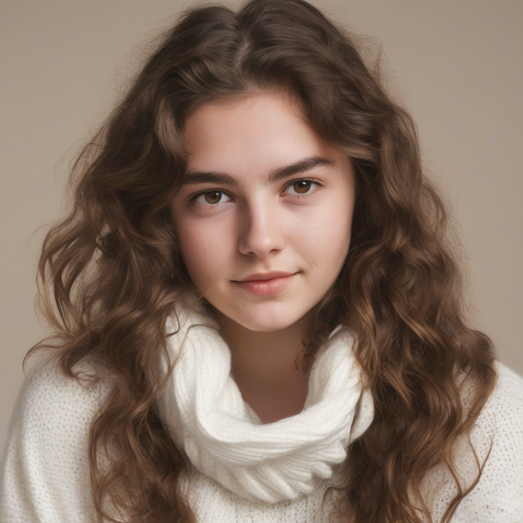 a student with wavy brown hair wearing a white sweater by मुफ्त एआई छवि जनरेटर - बिना लॉगिन के✨ | AIGAZOU