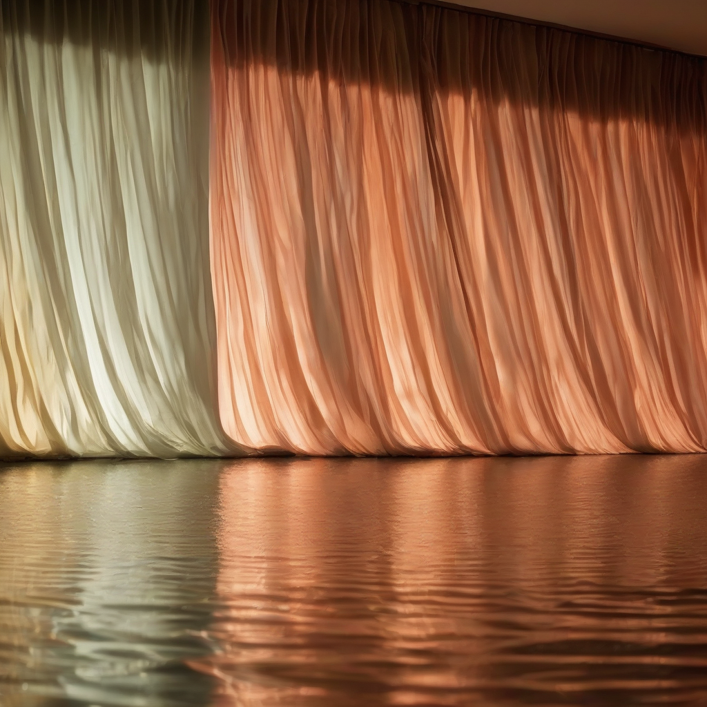 warm colored curtains reflect rippling water by मुफ्त एआई छवि जनरेटर - बिना लॉगिन के✨ | AIGAZOU