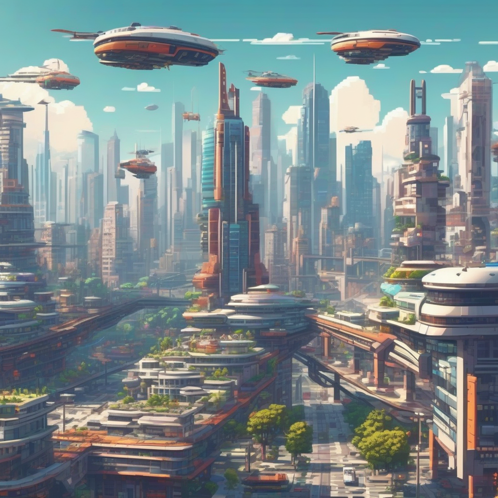 future city panorama clear weather skyscrapers by मुफ्त एआई छवि जनरेटर - बिना लॉगिन के✨ | AIGAZOU