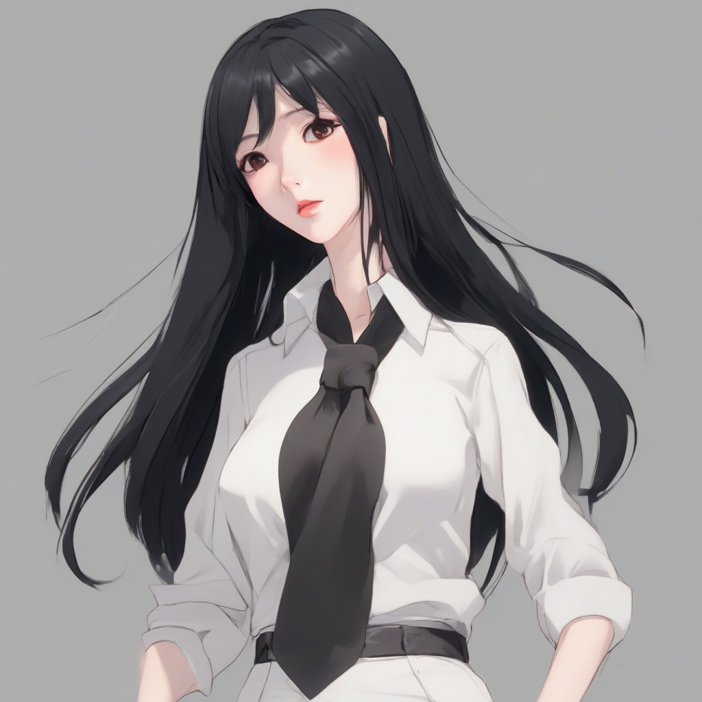 long black hair animation female tall slim figure by 免费AI图像生成工具 | AIGAZOU