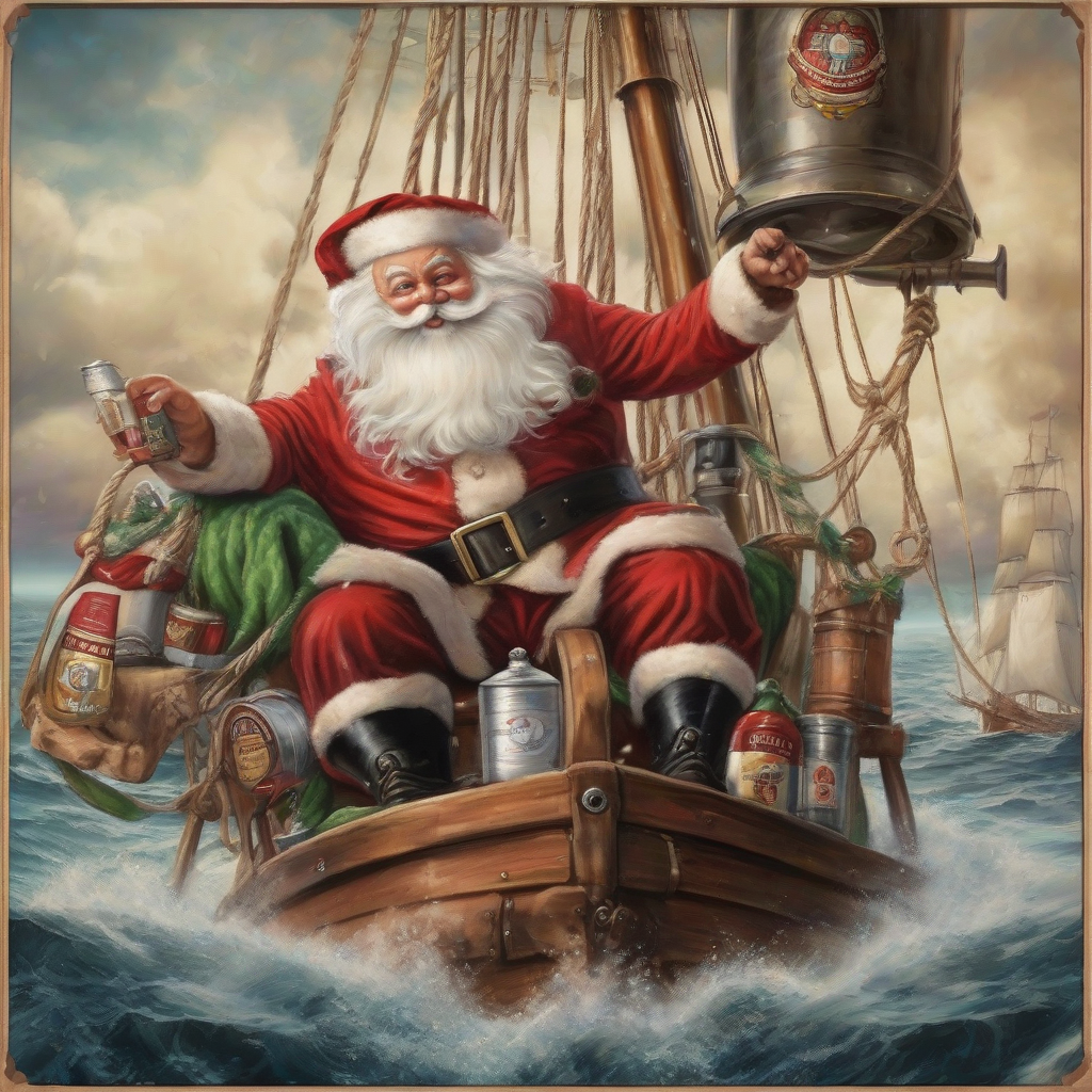 din a3 size 420mm x 297mm brewery north sea sailboat captain santa with beer elf crew by मुफ्त एआई छवि जनरेटर - बिना लॉगिन के✨ | AIGAZOU