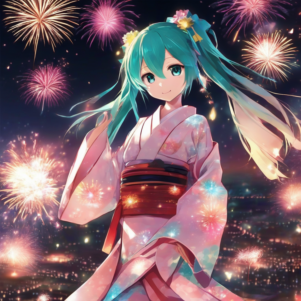 miku hoshino watching fireworks in yukata by मुफ्त एआई छवि जनरेटर - बिना लॉगिन के✨ | AIGAZOU