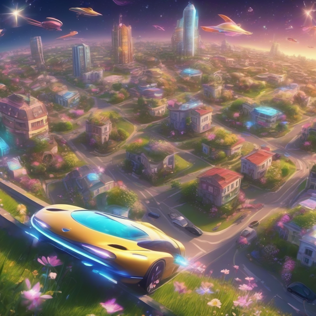 sky full of shooting stars and flying cars by Générateur d'images par IA gratuit - Aucune connexion nécessaire✨ | AIGAZOU