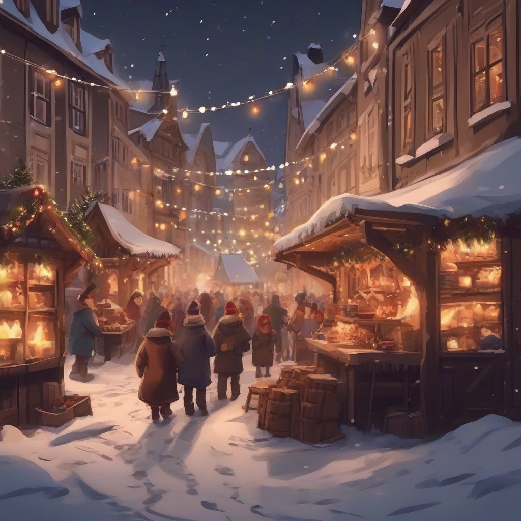 cozy christmas market in snowy old town by मुफ्त एआई छवि जनरेटर - बिना लॉगिन के✨ | AIGAZOU