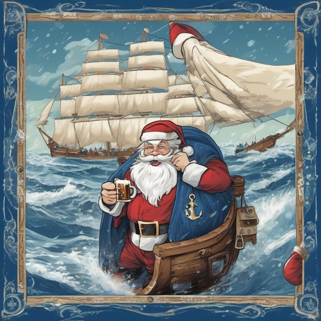 aspect ratio 1 41 1 advent calendar 24 numbers north sea sailboat captain santa beer blue by मुफ्त एआई छवि जनरेटर - बिना लॉगिन के✨ | AIGAZOU