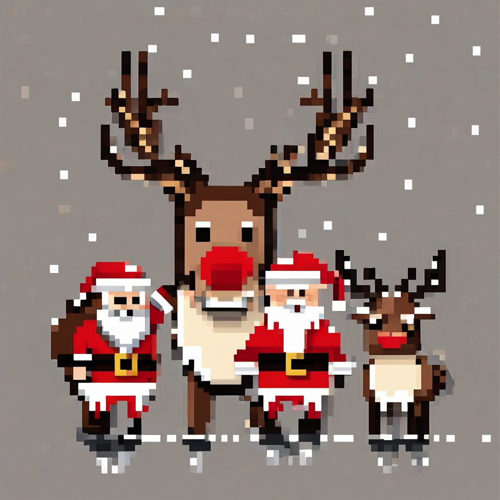 christmas pixel art santa claus and reindeer by मुफ्त एआई छवि जनरेटर - बिना लॉगिन के✨ | AIGAZOU