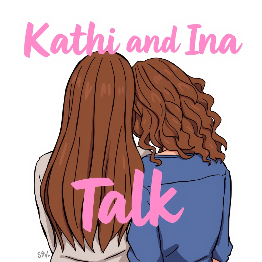 podcast cover kathi and ina talk pink two girls by मुफ्त एआई छवि जनरेटर - बिना लॉगिन के✨ | AIGAZOU