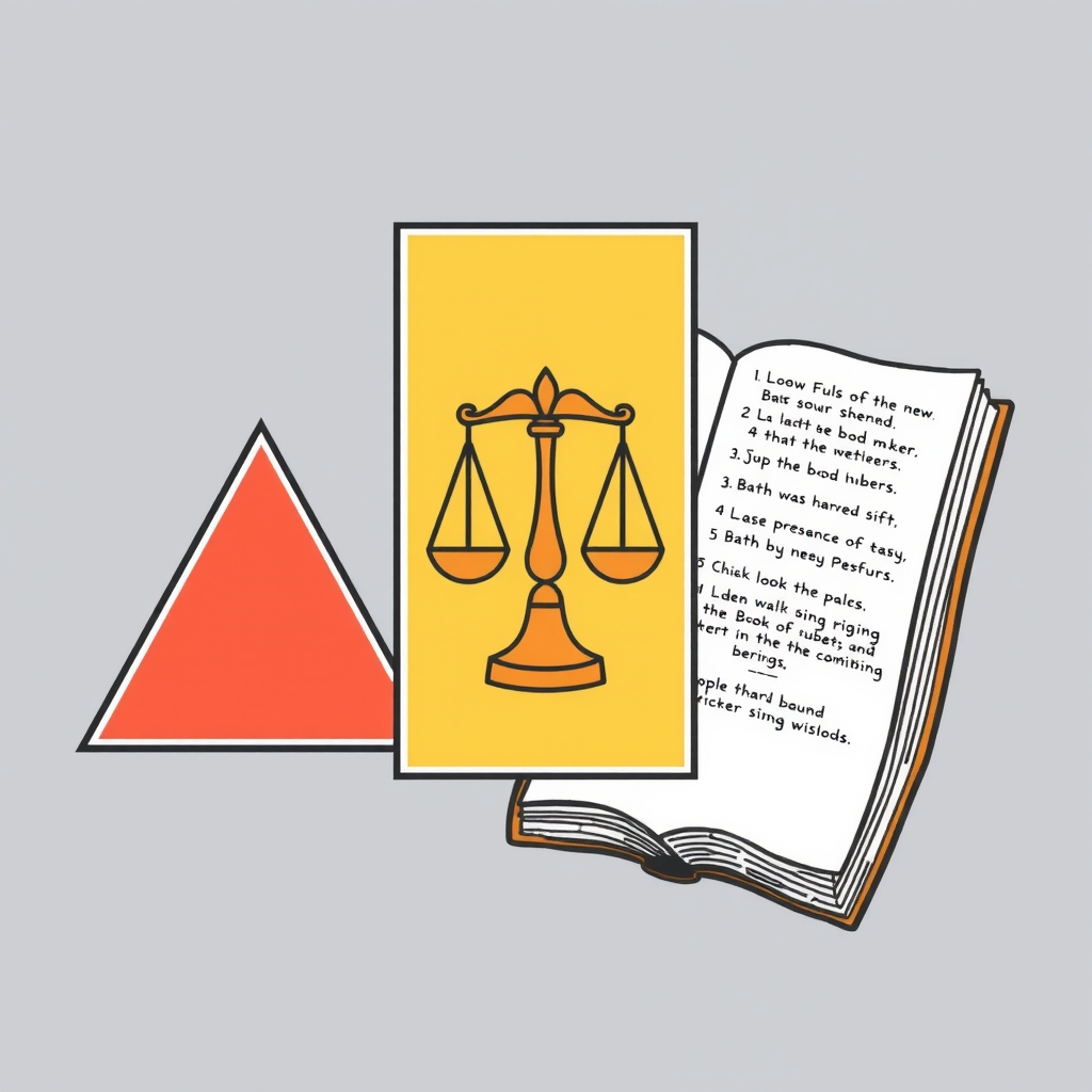 graphic 3 fields left triangle center scale right book rules by मुफ्त एआई छवि जनरेटर - बिना लॉगिन के✨ | AIGAZOU