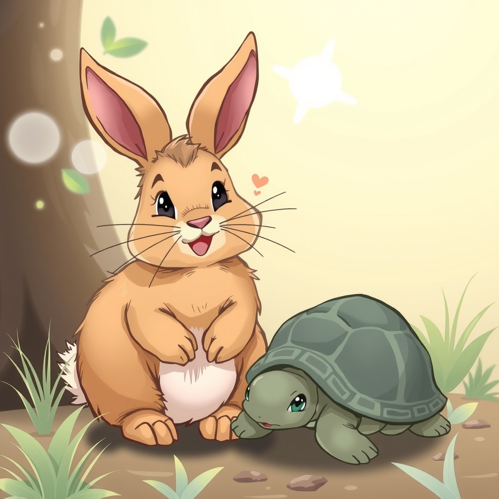 a brown rabbit and a cute turtle together by मुफ्त एआई छवि जनरेटर - बिना लॉगिन के✨ | AIGAZOU