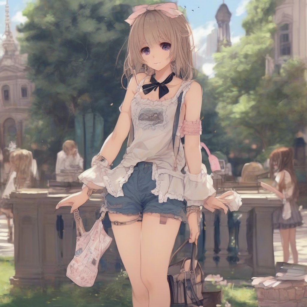 cute lolita torn shorts large tank top by Générateur d'images par IA gratuit - Aucune connexion nécessaire✨ | AIGAZOU