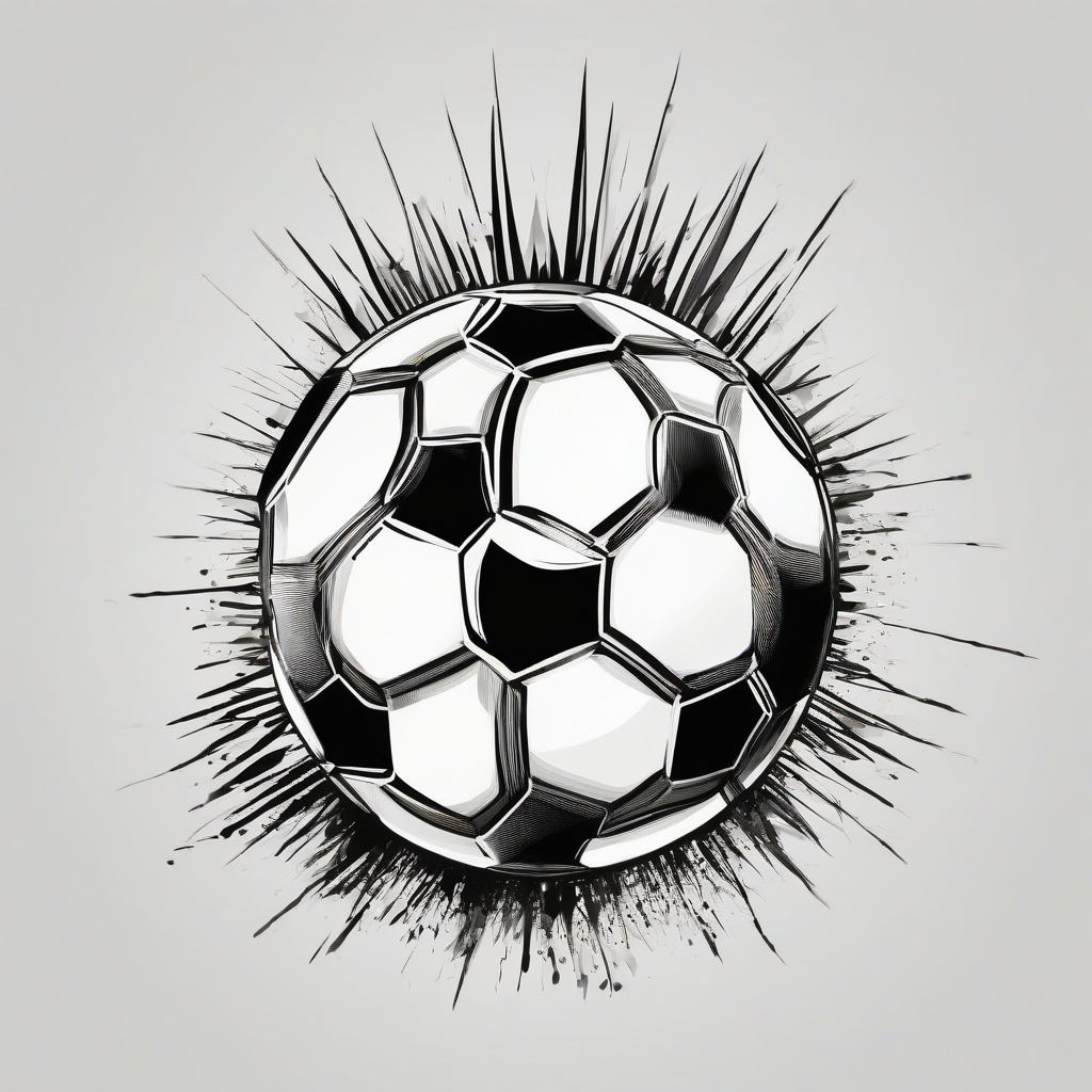 soccer ball and spikes black and white line drawing transparent background by मुफ्त एआई छवि जनरेटर - बिना लॉगिन के✨ | AIGAZOU