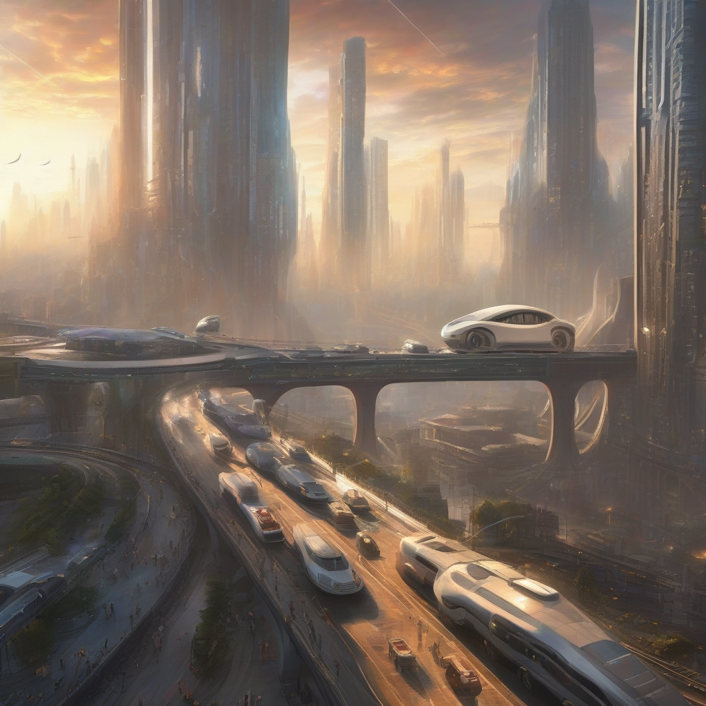 future city dawn at the end of the overpass by मुफ्त एआई छवि जनरेटर - बिना लॉगिन के✨ | AIGAZOU