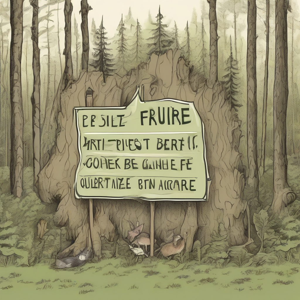 humorous french forest sign drawing by मुफ्त एआई छवि जनरेटर - बिना लॉगिन के✨ | AIGAZOU