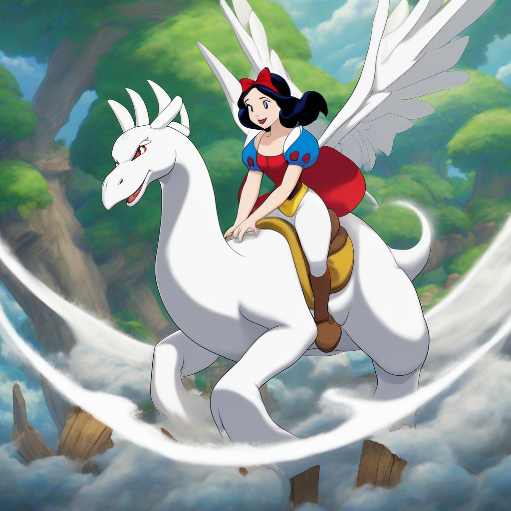 riding lugia with snow white by मुफ्त एआई छवि जनरेटर - बिना लॉगिन के✨ | AIGAZOU