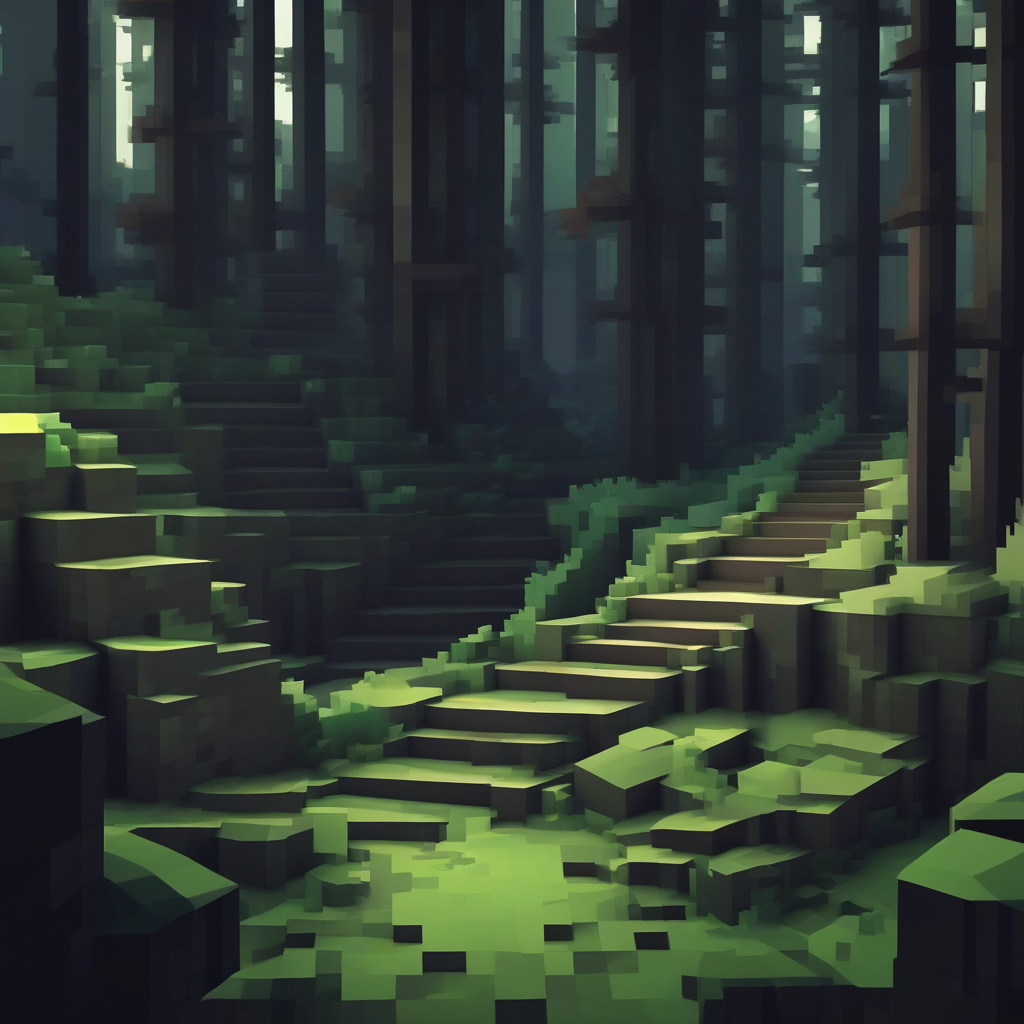 minecraft style forest dark by मुफ्त एआई छवि जनरेटर - बिना लॉगिन के✨ | AIGAZOU