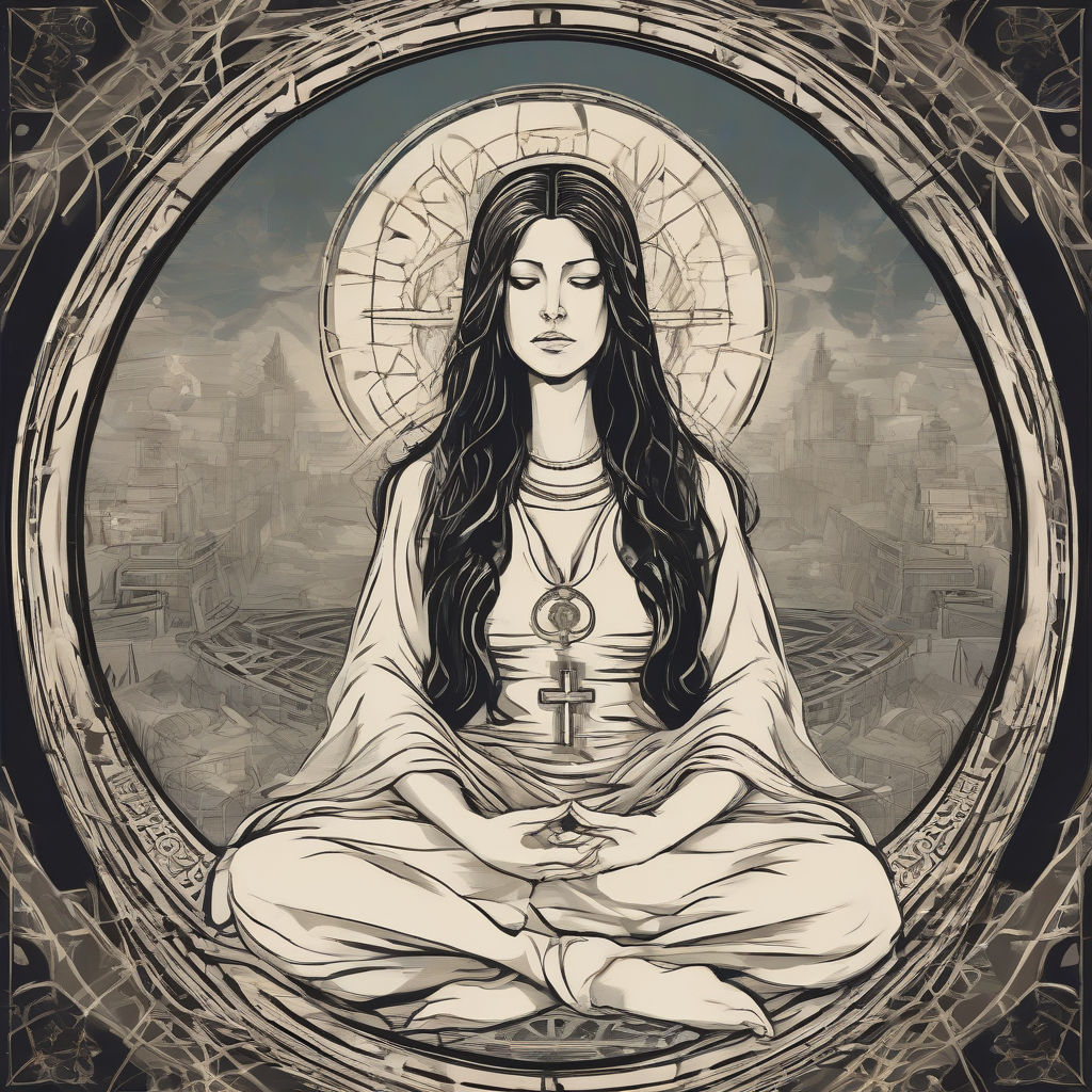 mysterious priestess with cross above meditating by मुफ्त एआई छवि जनरेटर - बिना लॉगिन के✨ | AIGAZOU