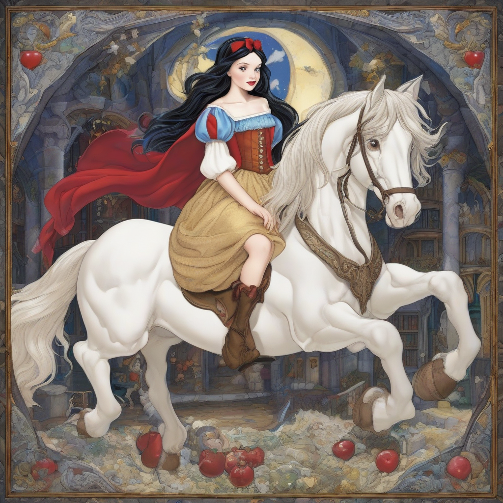 snow white riding on a unicorn by मुफ्त एआई छवि जनरेटर - बिना लॉगिन के✨ | AIGAZOU