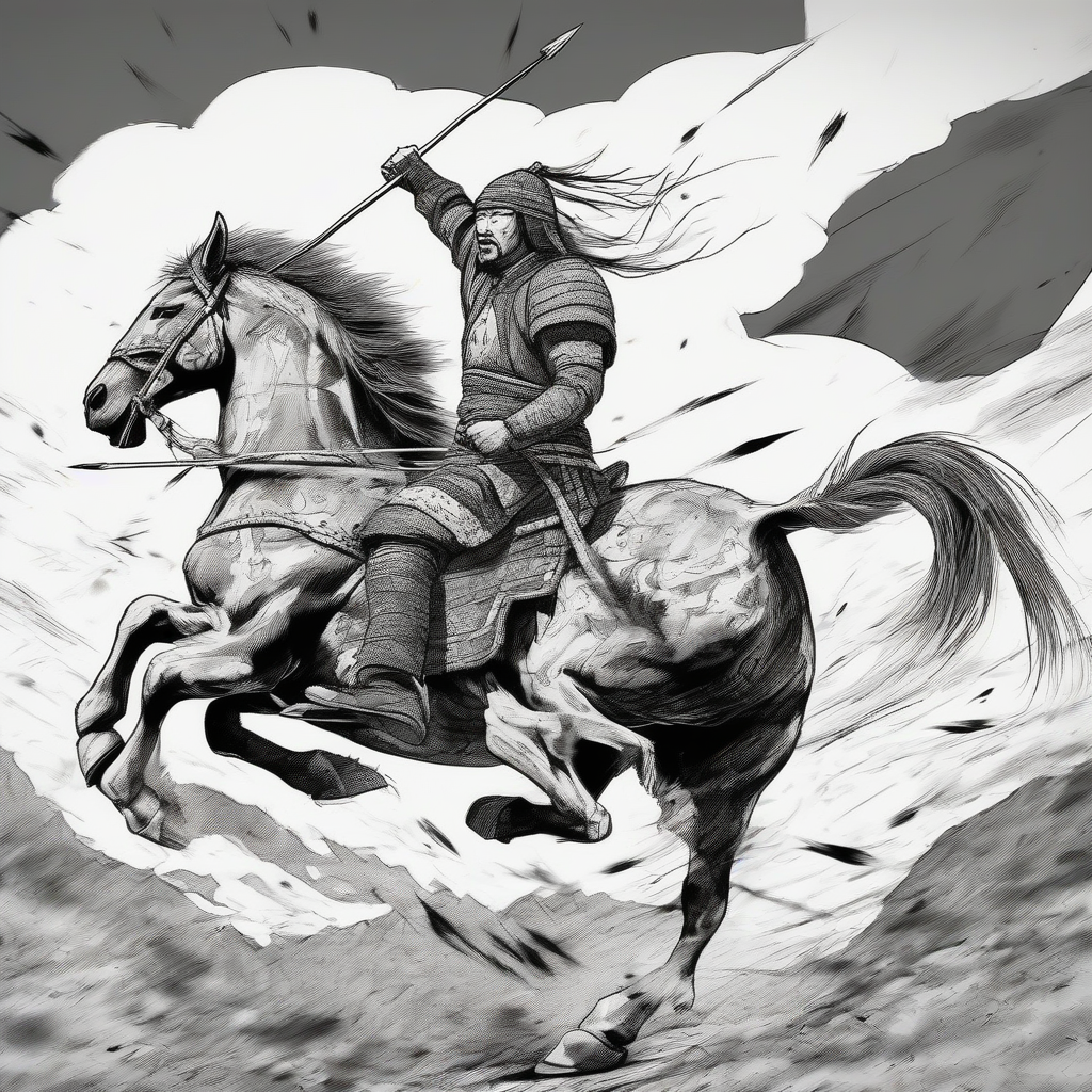 a mongol warrior rides with face wound by मुफ्त एआई छवि जनरेटर - बिना लॉगिन के✨ | AIGAZOU