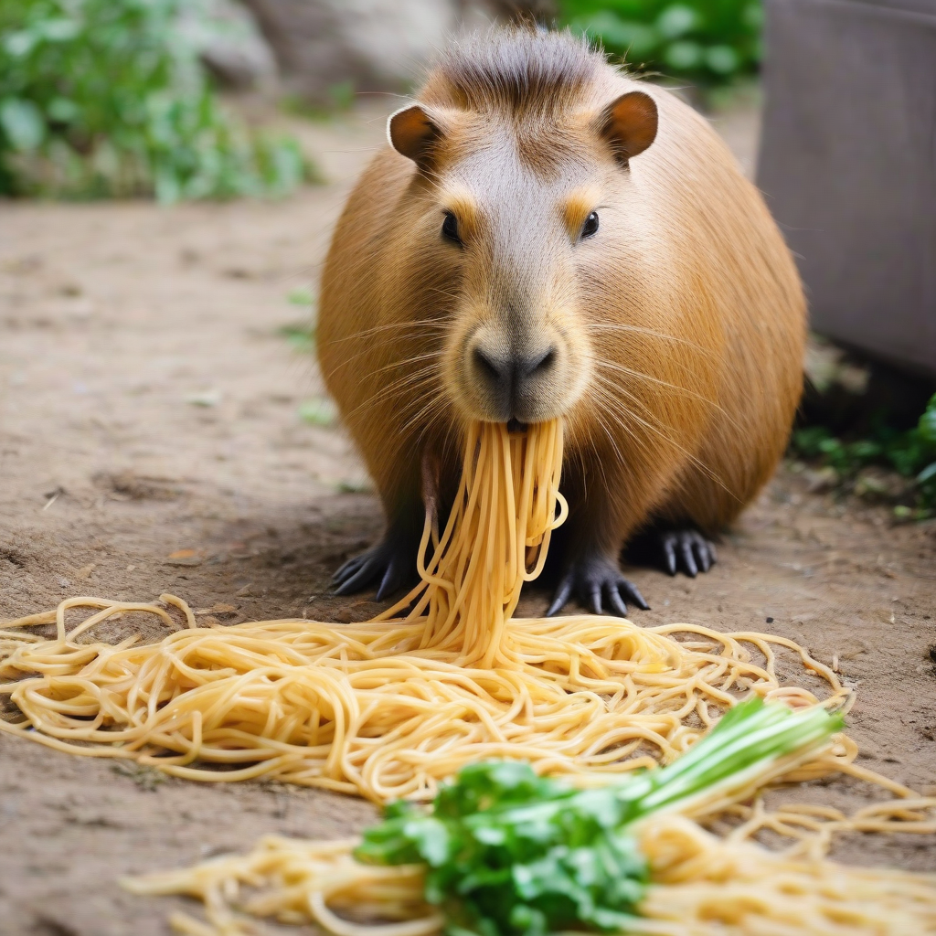 capybara eating spaghetti by मुफ्त एआई छवि जनरेटर - बिना लॉगिन के✨ | AIGAZOU