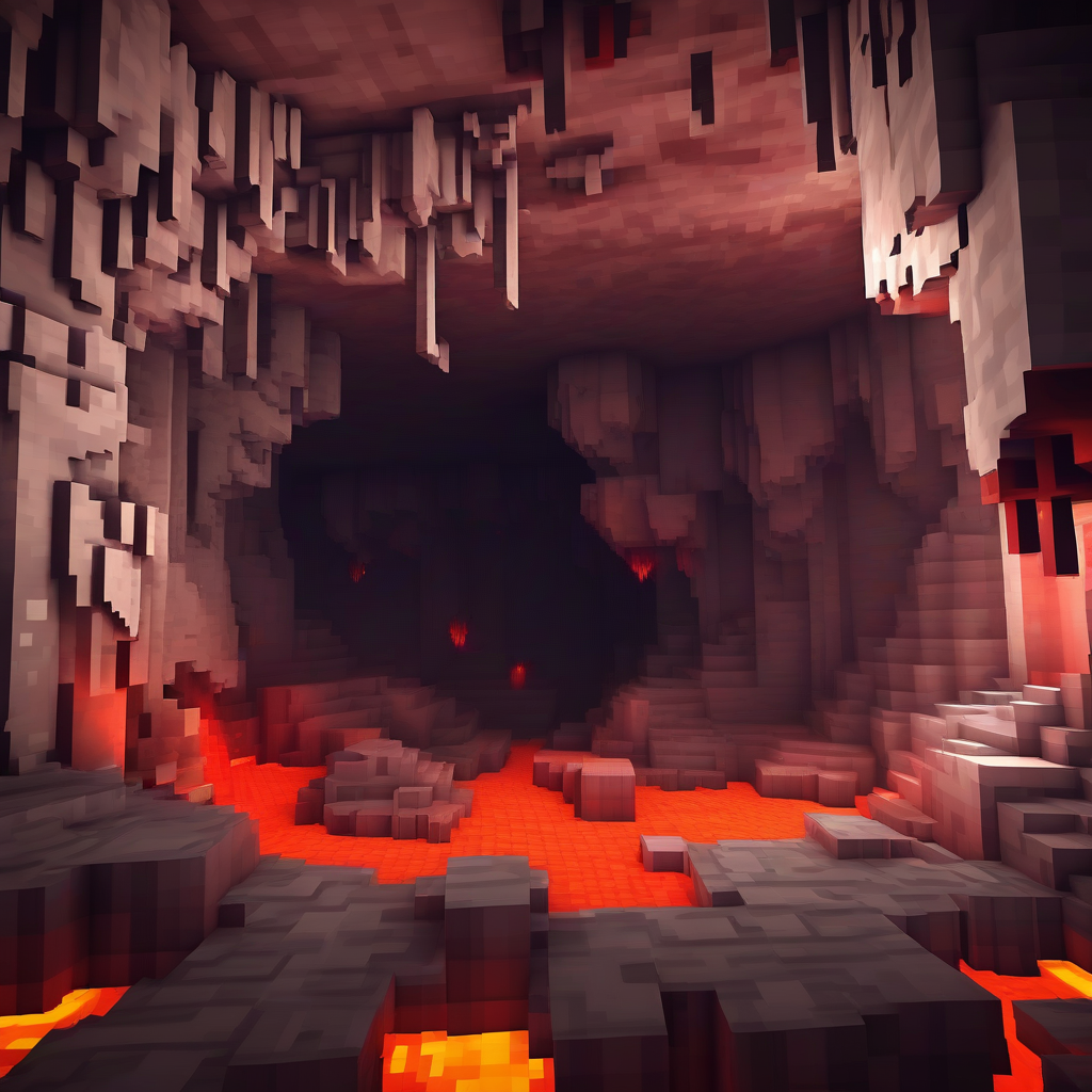 minecraft style cave magma dark by मुफ्त एआई छवि जनरेटर - बिना लॉगिन के✨ | AIGAZOU