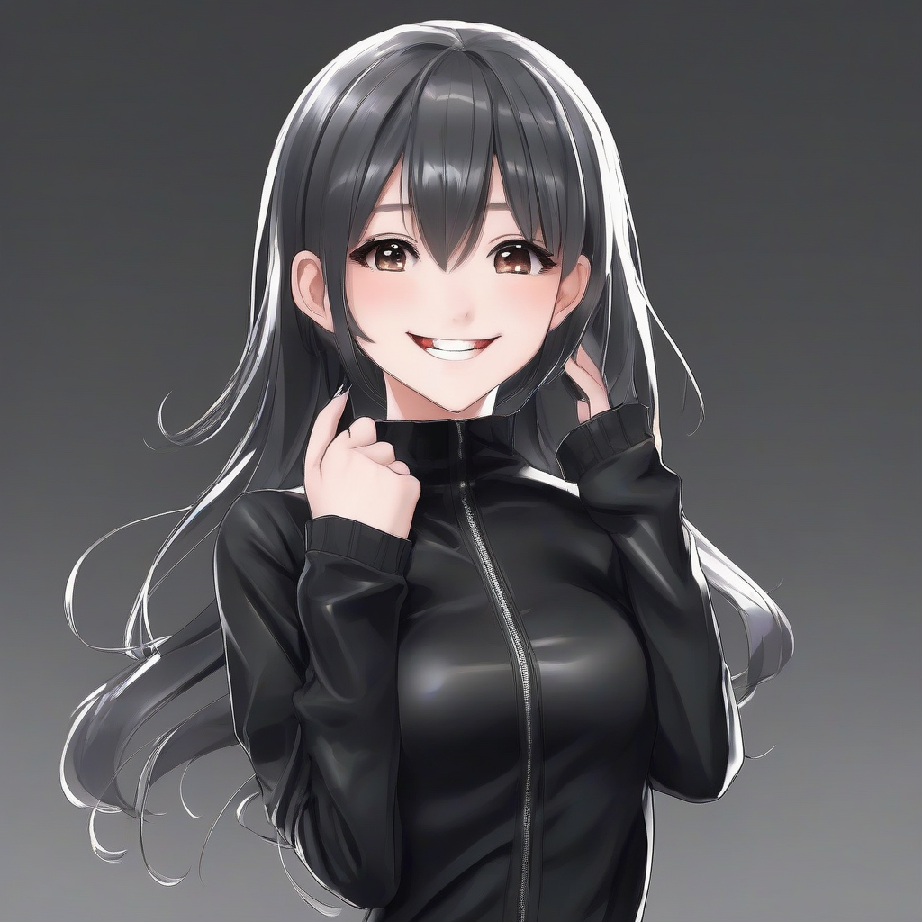 black shiny tight outfit anime style girl by मुफ्त एआई छवि जनरेटर - बिना लॉगिन के✨ | AIGAZOU