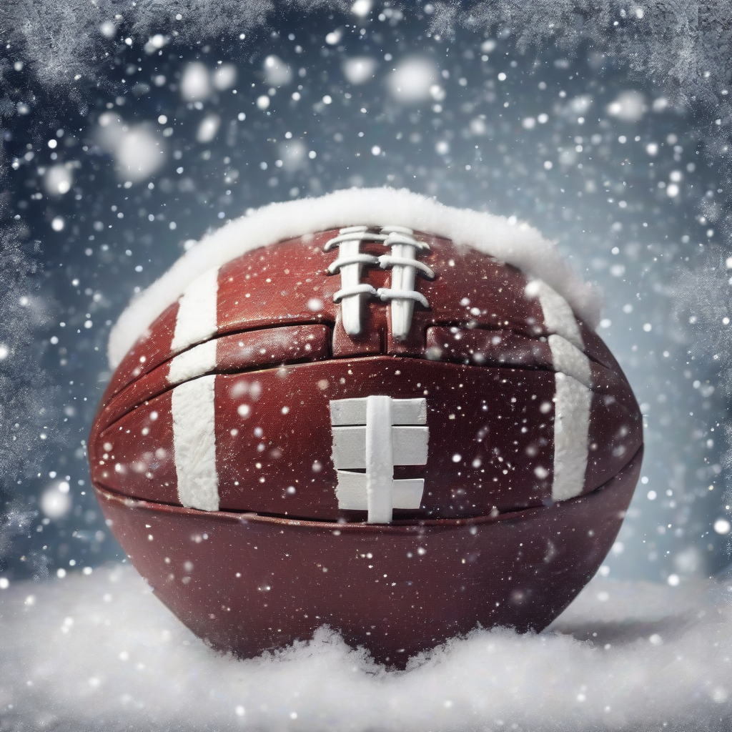 christmas background with snow covered football by मुफ्त एआई छवि जनरेटर - बिना लॉगिन के✨ | AIGAZOU