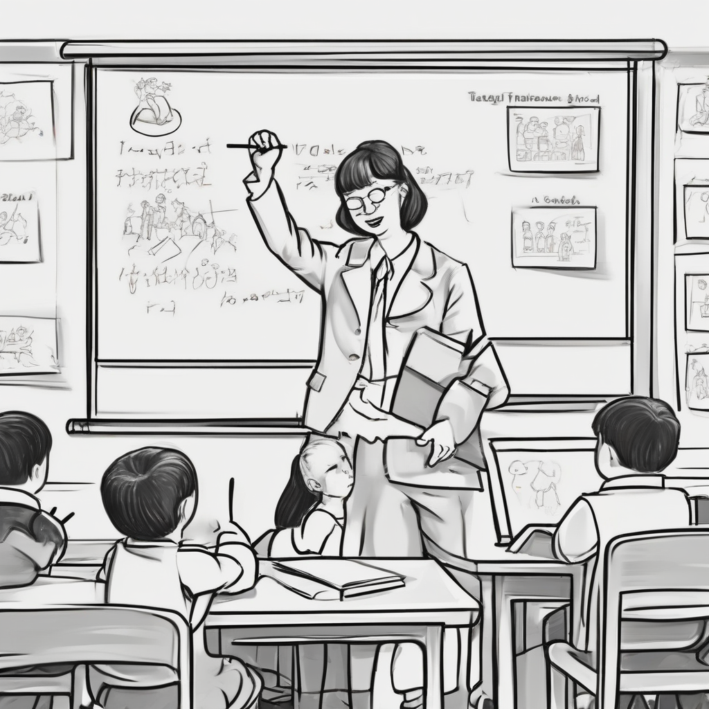 a teacher drawing with children in class by Générateur d'images par IA gratuit - Aucune connexion nécessaire✨ | AIGAZOU