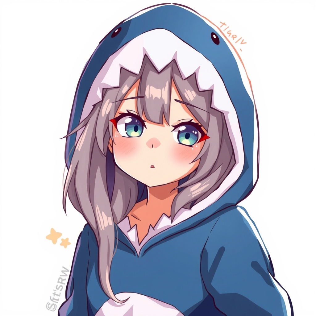 a person wearing shark like clothes cute long gray hair by मुफ्त एआई छवि जनरेटर - बिना लॉगिन के✨ | AIGAZOU