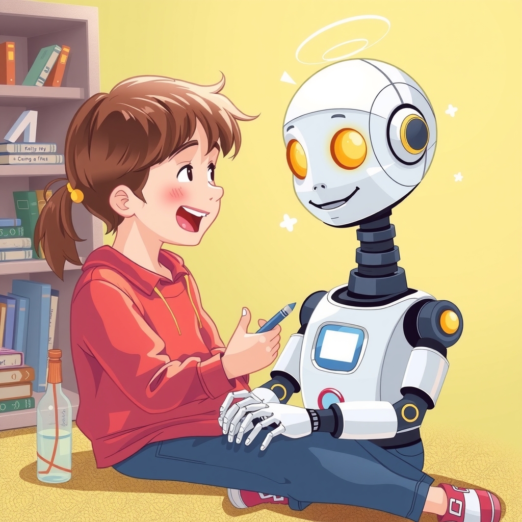 learning from smiling ai robots by मुफ्त एआई छवि जनरेटर - बिना लॉगिन के✨ | AIGAZOU