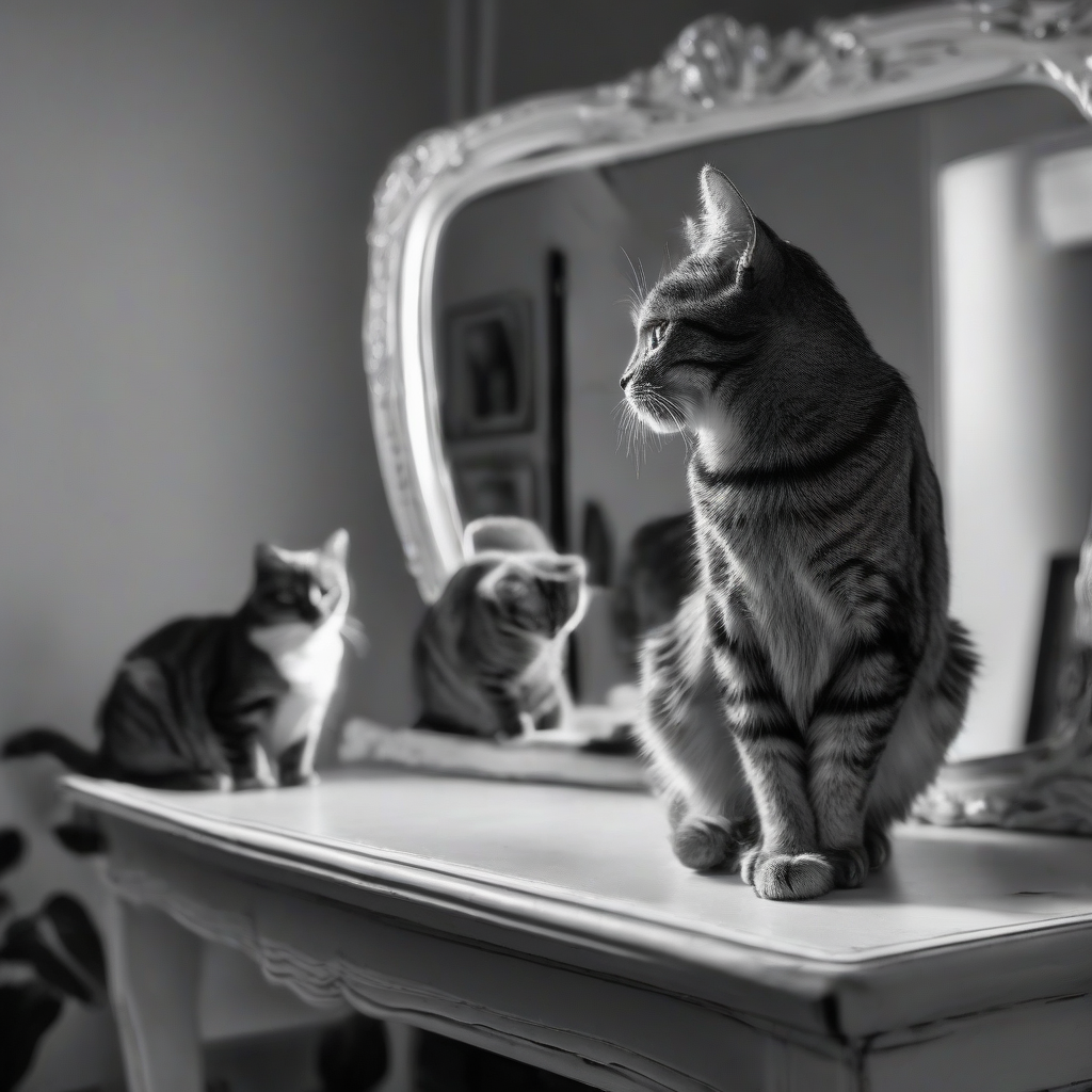 take a photo of a cat in front of a mirror by मुफ्त एआई छवि जनरेटर - बिना लॉगिन के✨ | AIGAZOU