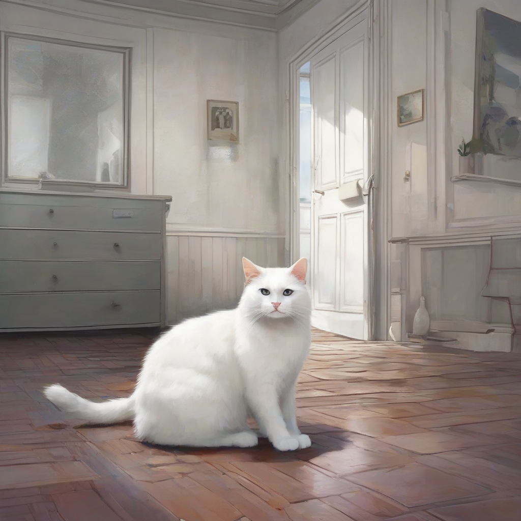 a white cat in the room by Générateur d'images par IA gratuit - Aucune connexion nécessaire✨ | AIGAZOU