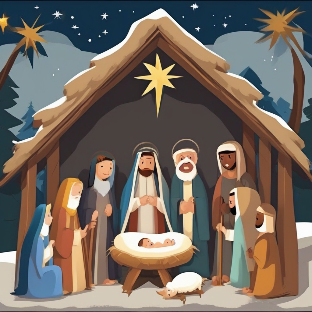 a cartoon style picture of jesus birth by Générateur d'images par IA gratuit - Aucune connexion nécessaire✨ | AIGAZOU