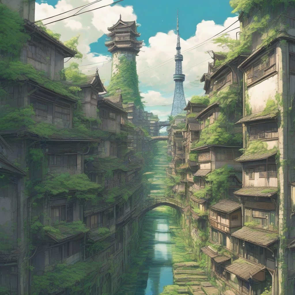 abandoned japanese city bright summer sky by मुफ्त एआई छवि जनरेटर - बिना लॉगिन के✨ | AIGAZOU