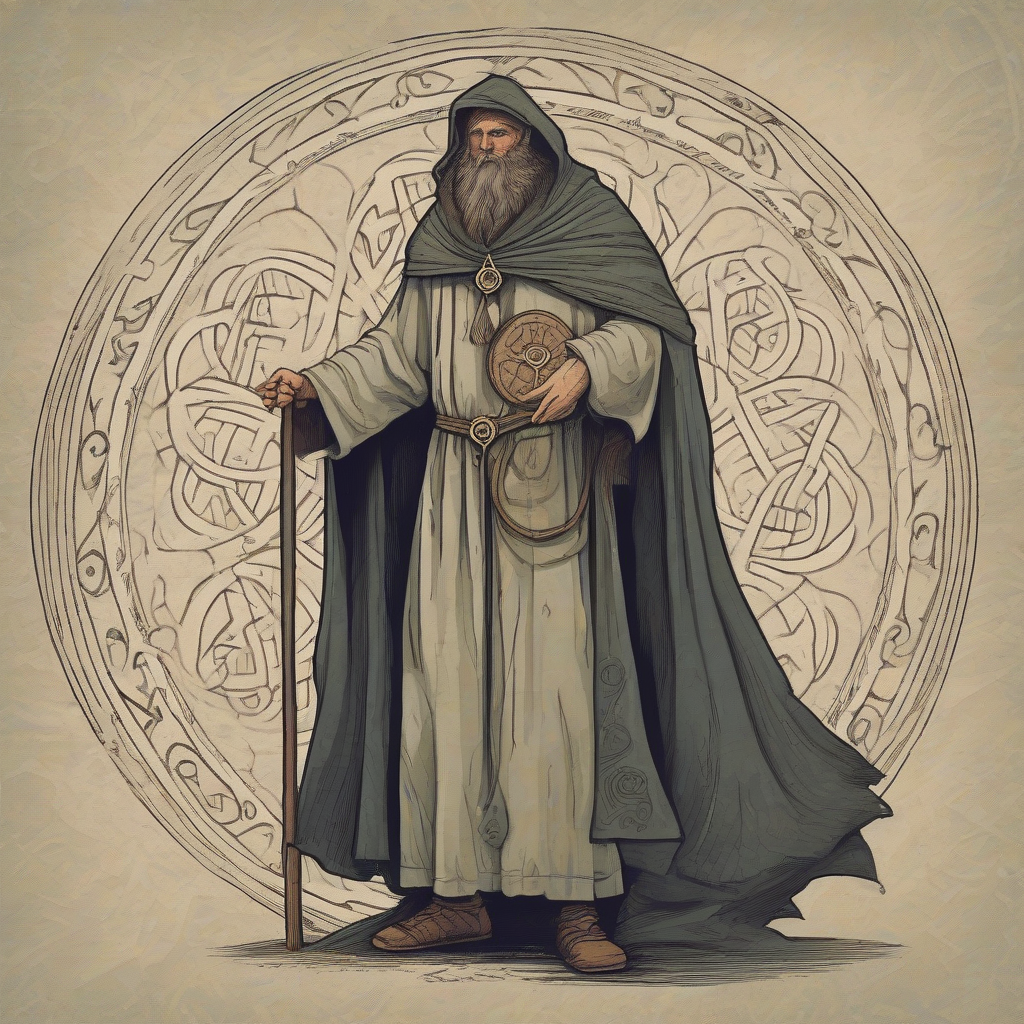 medieval illustration druid with triskele symbol by मुफ्त एआई छवि जनरेटर - बिना लॉगिन के✨ | AIGAZOU