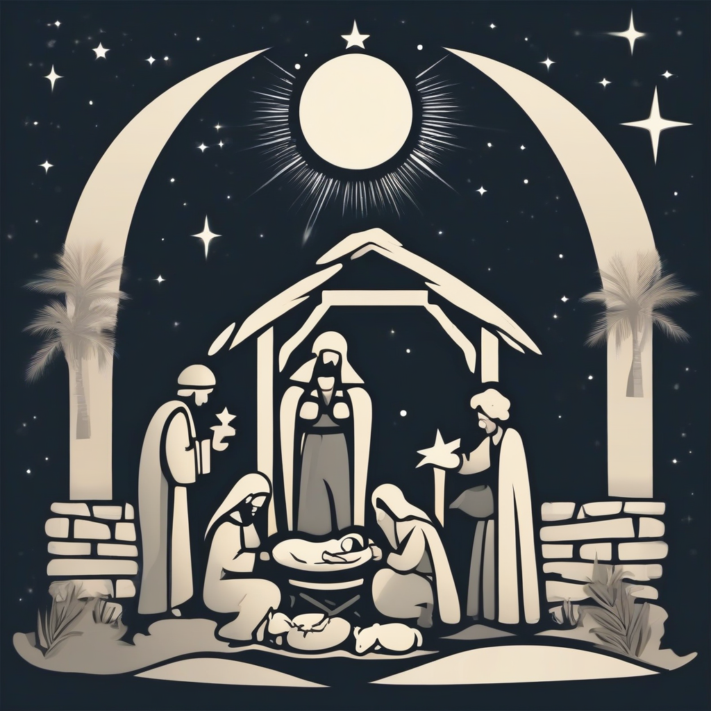 jesus birth scene mary joseph manger three wise men night star vector design by मुफ्त एआई छवि जनरेटर - बिना लॉगिन के✨ | AIGAZOU