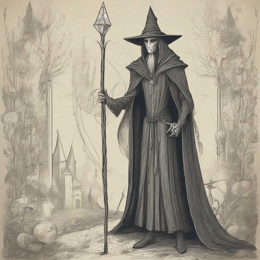 slim wizard with pointed hat mysterious with long staff and crystal medieval by मुफ्त एआई छवि जनरेटर - बिना लॉगिन के✨ | AIGAZOU