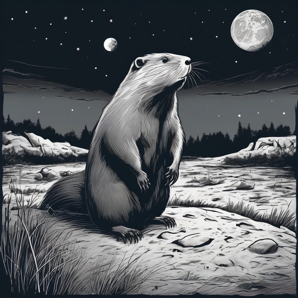 a beaver standing on earth looking up at the moon by मुफ्त एआई छवि जनरेटर - बिना लॉगिन के✨ | AIGAZOU